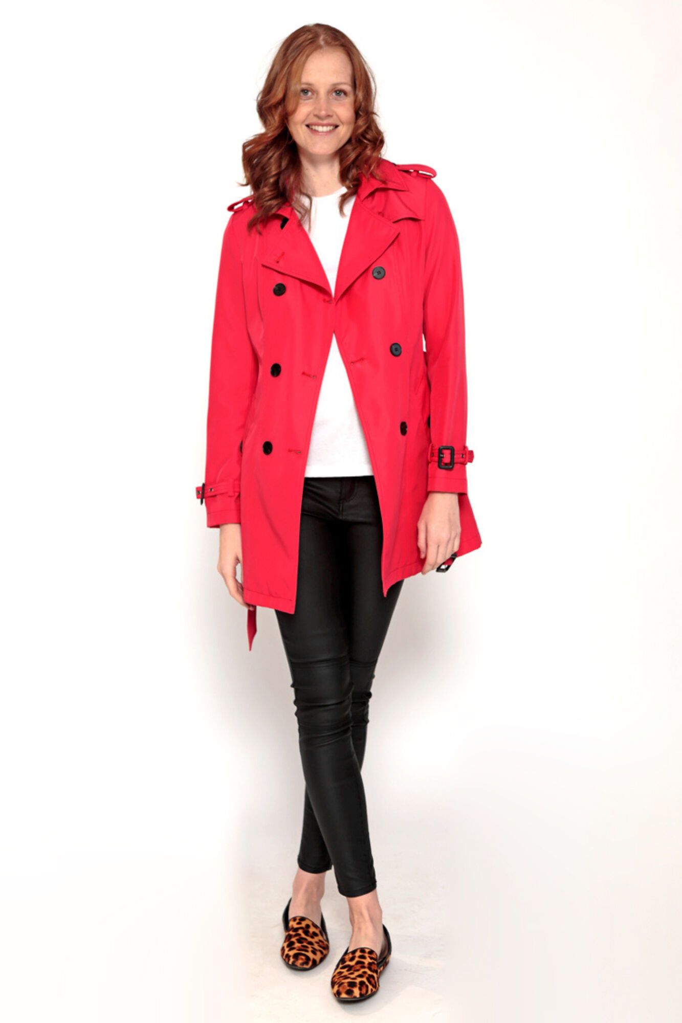 Trench coat abotoado com cinto