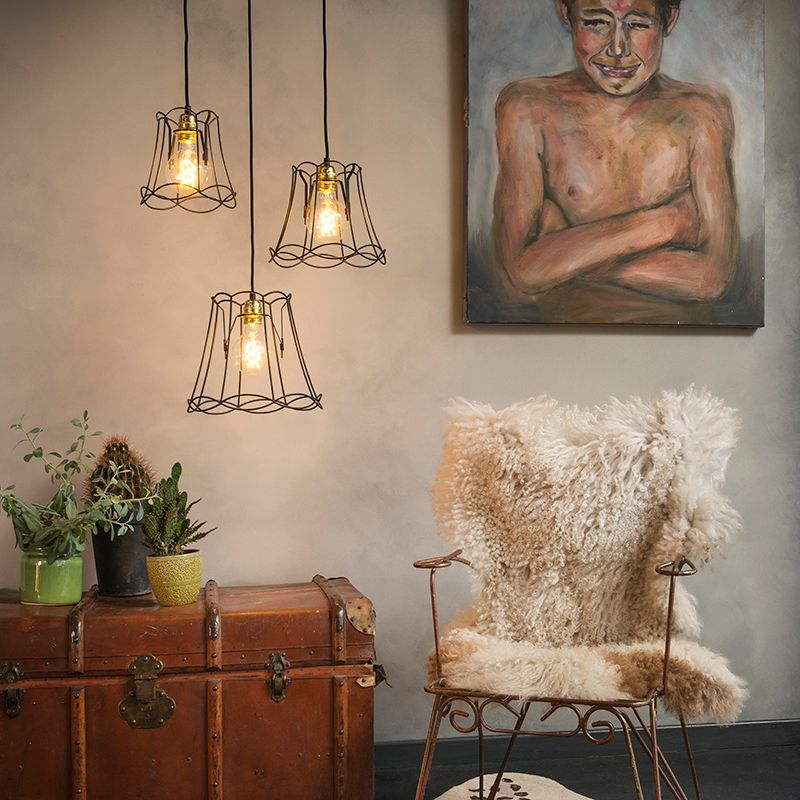 Retro hanglamp zwart 30 cm - Granny Frame