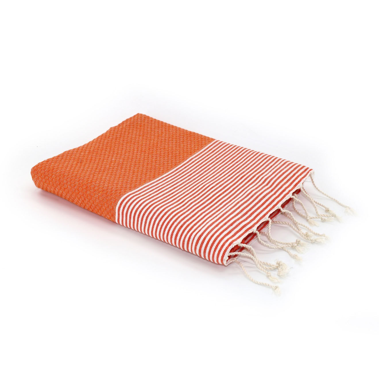 Febronie Fouta Nid d'Abeille Ibiza orange/blanc - 100x200 cm