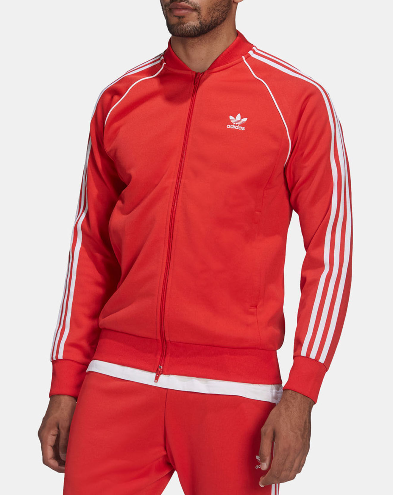 Adidas Sweat zippé rouge