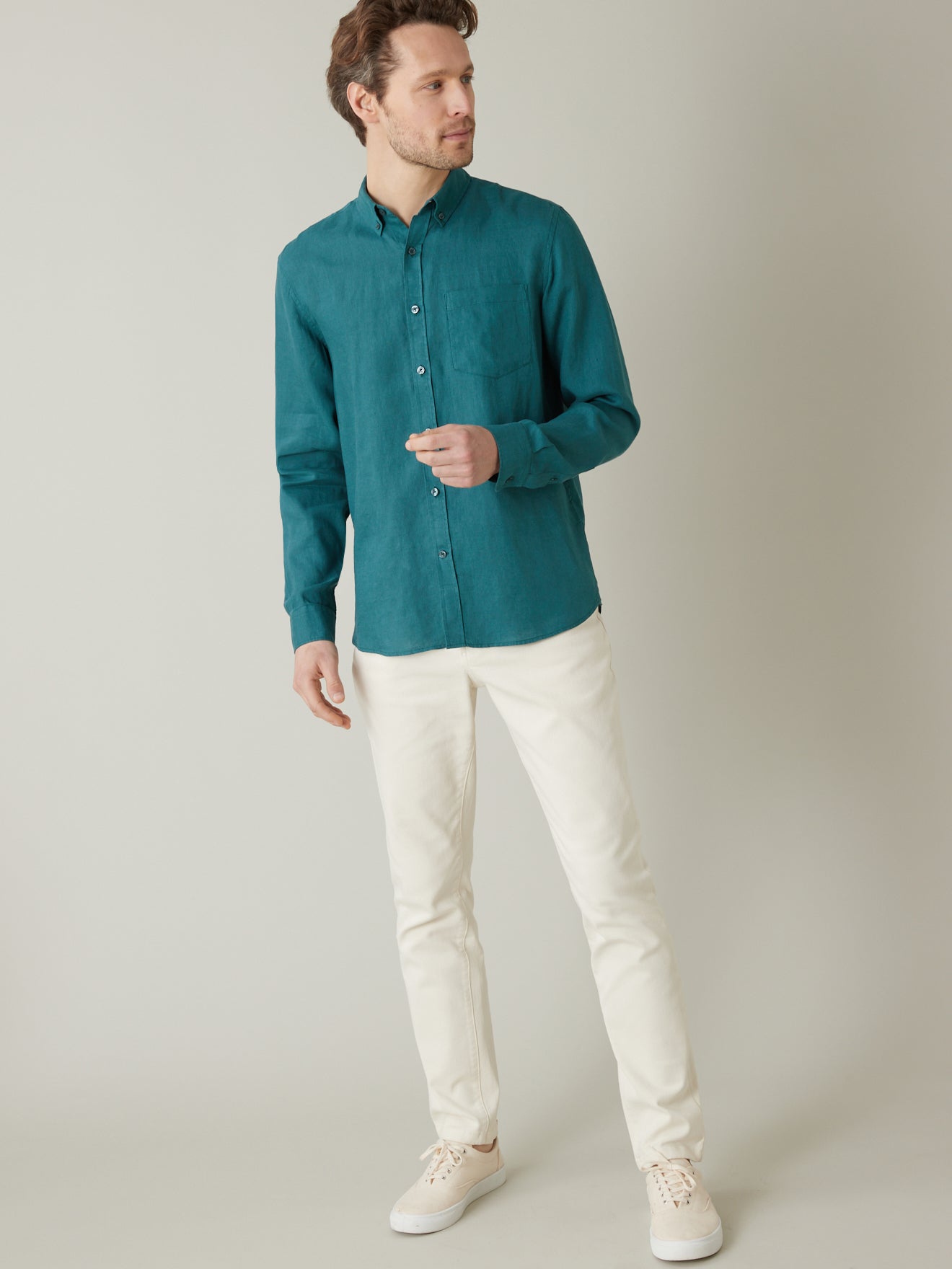 Chemise Regular Fit lin uni homme