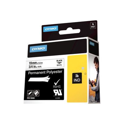 Dymo - Ruban d'étiquettes polyester auto-adhésives - (19 mm x 3,5 m) - fond blanc écriture noire