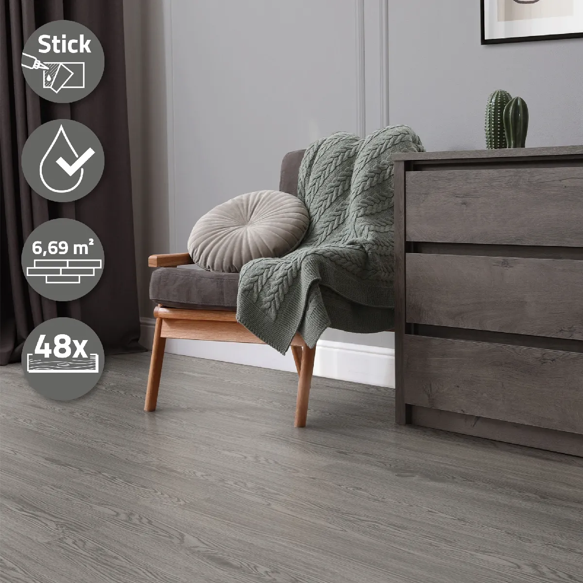 ML-Design Vinyle adhésif - Gris aspect chêne