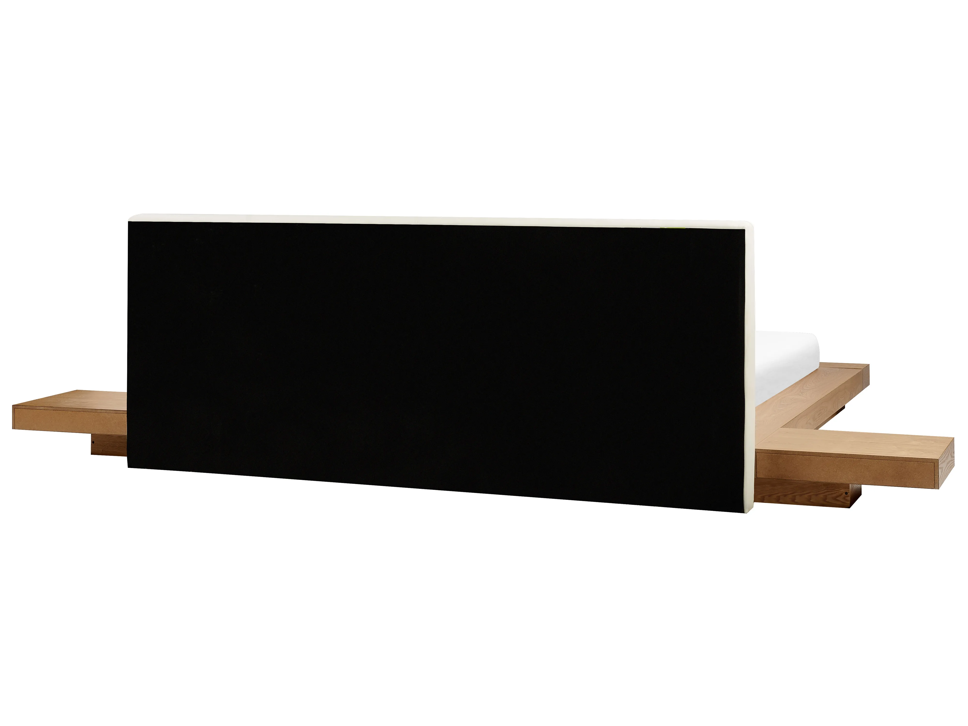 Bed met LED-verlichting Kunstleer ZEN 180 x 200 cm Natuurlijk essenhout