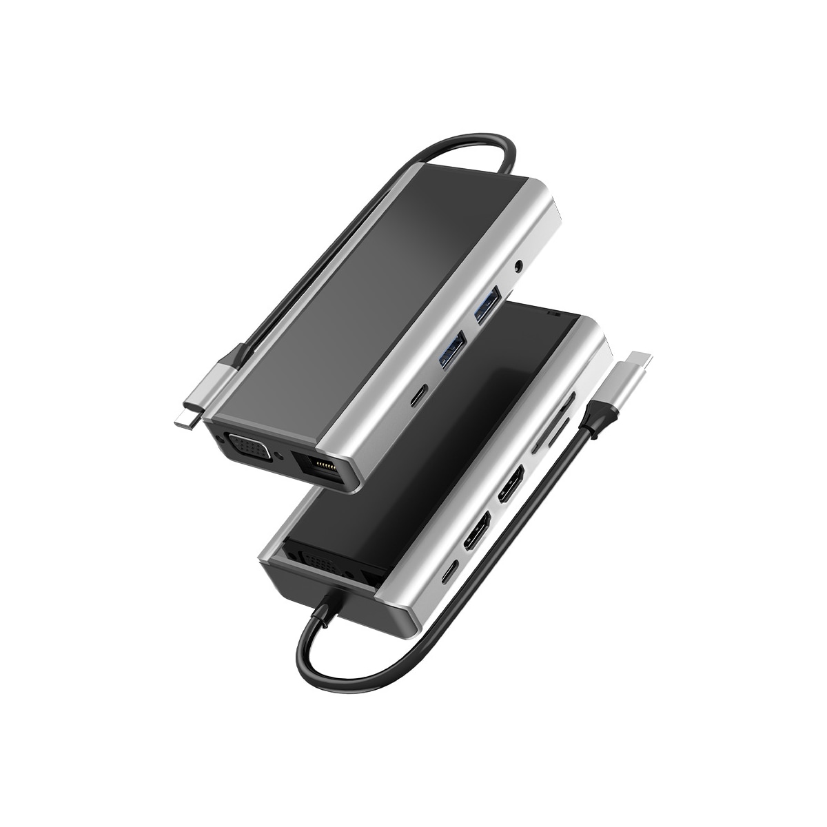 11 i 1 USB C Hub med USB 3.0, HDMI, RJ45, SD/TF-kortleser, 100W PD-lading