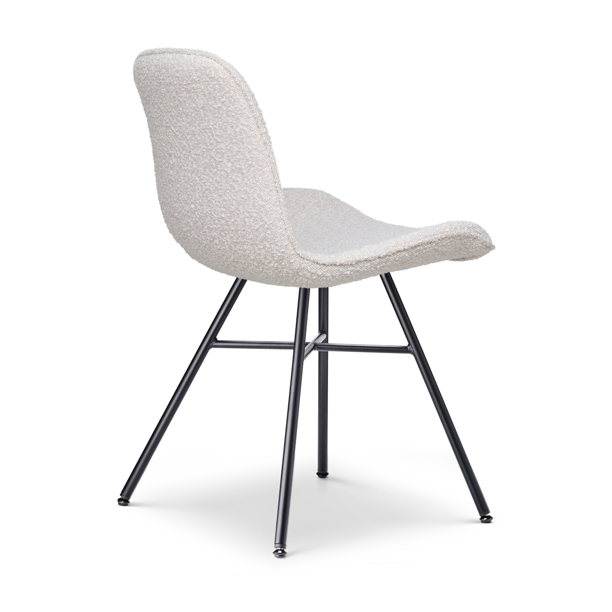 Eetkamerstoel Noa-Fé bouclé beige - zwart onderstel