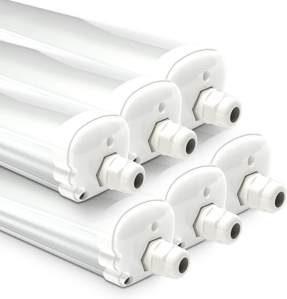 HOFTRONIC - 6er Pack LED Feuchtraumleuchte 150cm IP65-48W 5760 Lumen - 6500K Tageslichtweiß - Verknüpfbar - Kellerleuchte, Nassraumleuchte - Feuchtraum Wannenleuchte