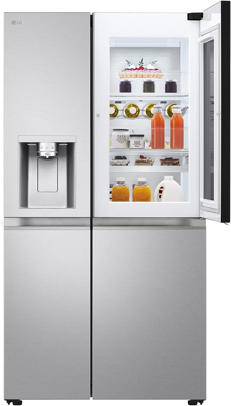 LG GSXE90MBAD Side by Side Kühlschrank mit InstaView, Klasse D, 628 Liter Kapazität, Festwasseranschluss, Metal Sorbet