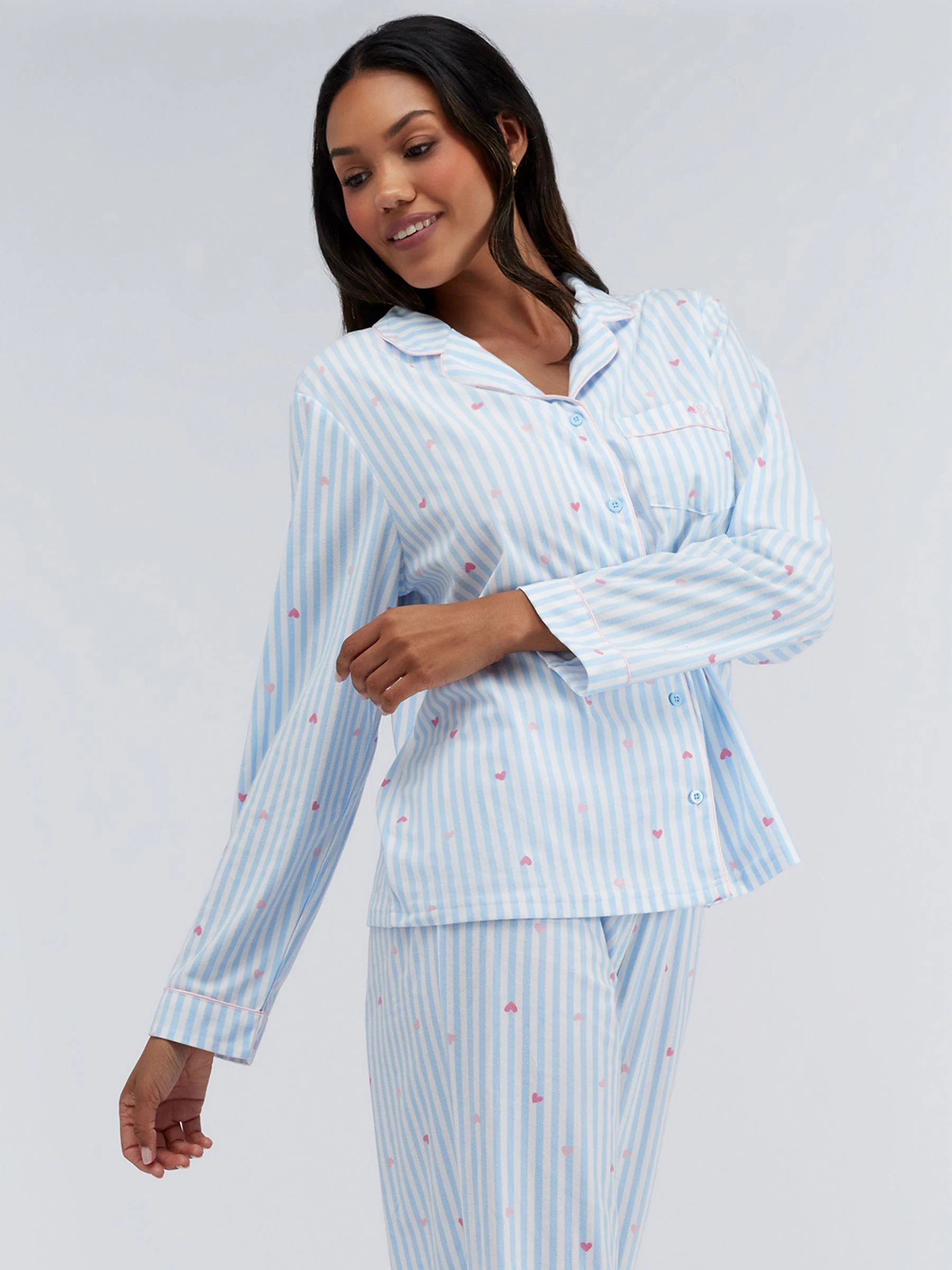 Blue Stripe Heart - Boux Avenue Pyjamas In a Bag