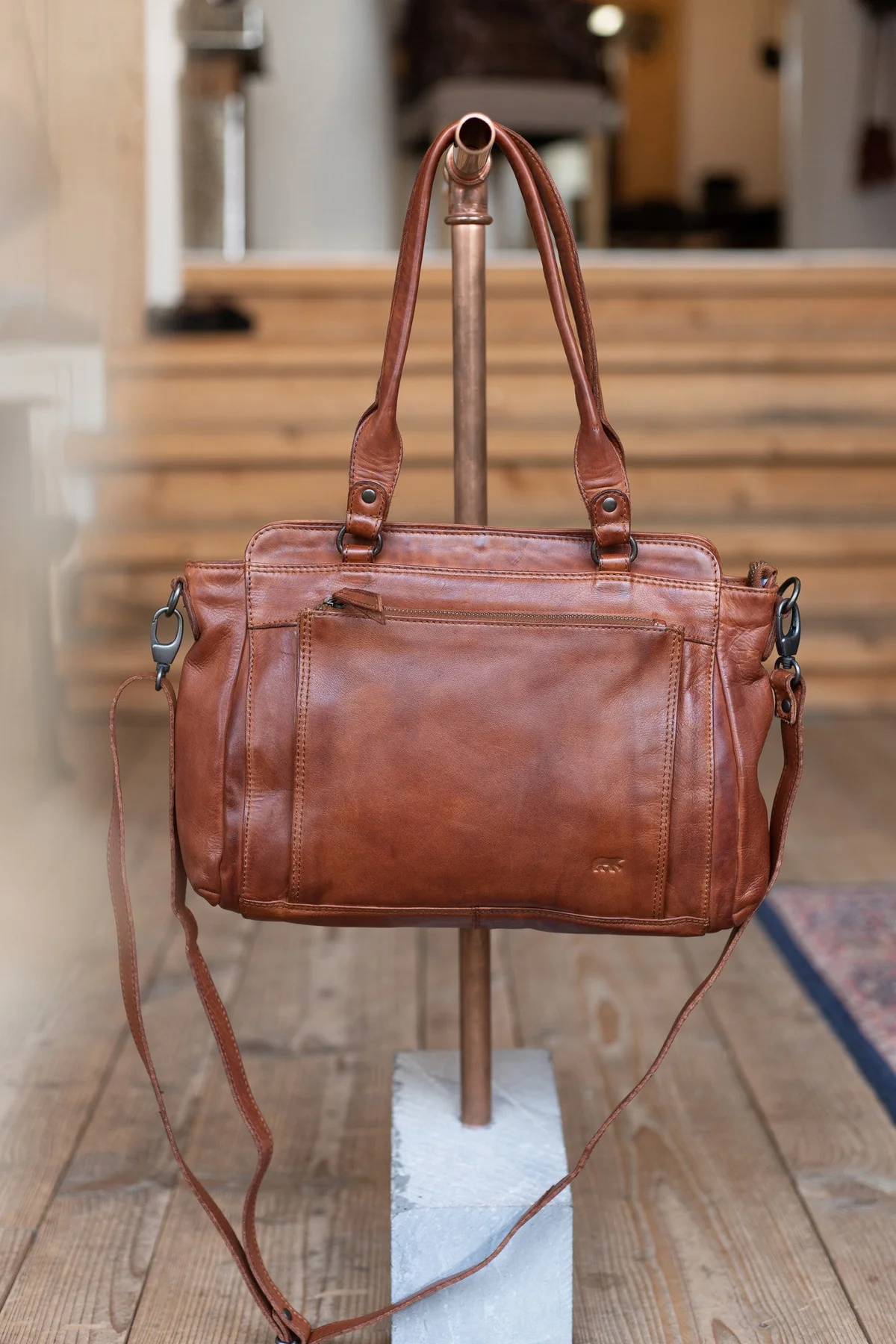 Bear Design Cow Lavato Hand-/ Schoudertas Donna Cognac CL41573