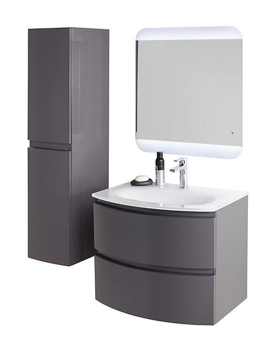 Meuble sous vasque gris anthracite Vague 69 cm