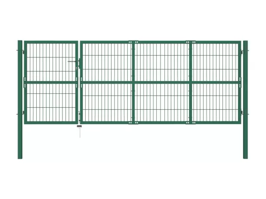 Portail de clôture de jardin avec poteaux 350x120 Acier Vert