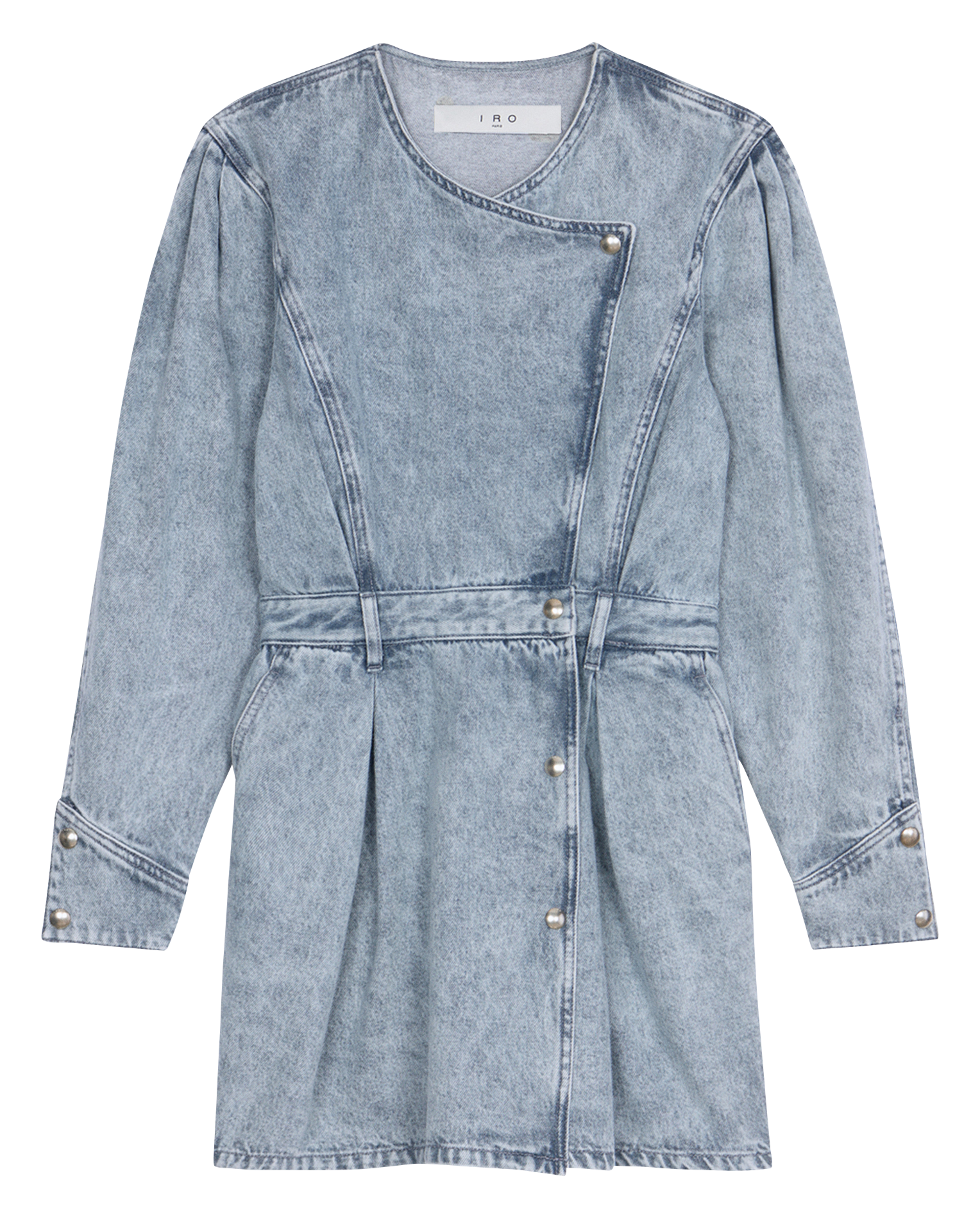 DOUGGA - Robe courte portefeuille en jean | Gris