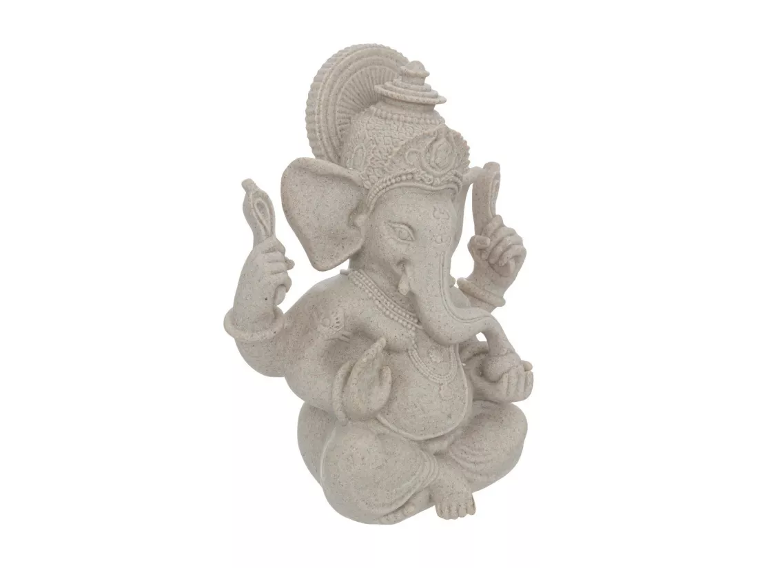 Objet déco Statue Ganesh en résine Beige effet sablé H 25 cm