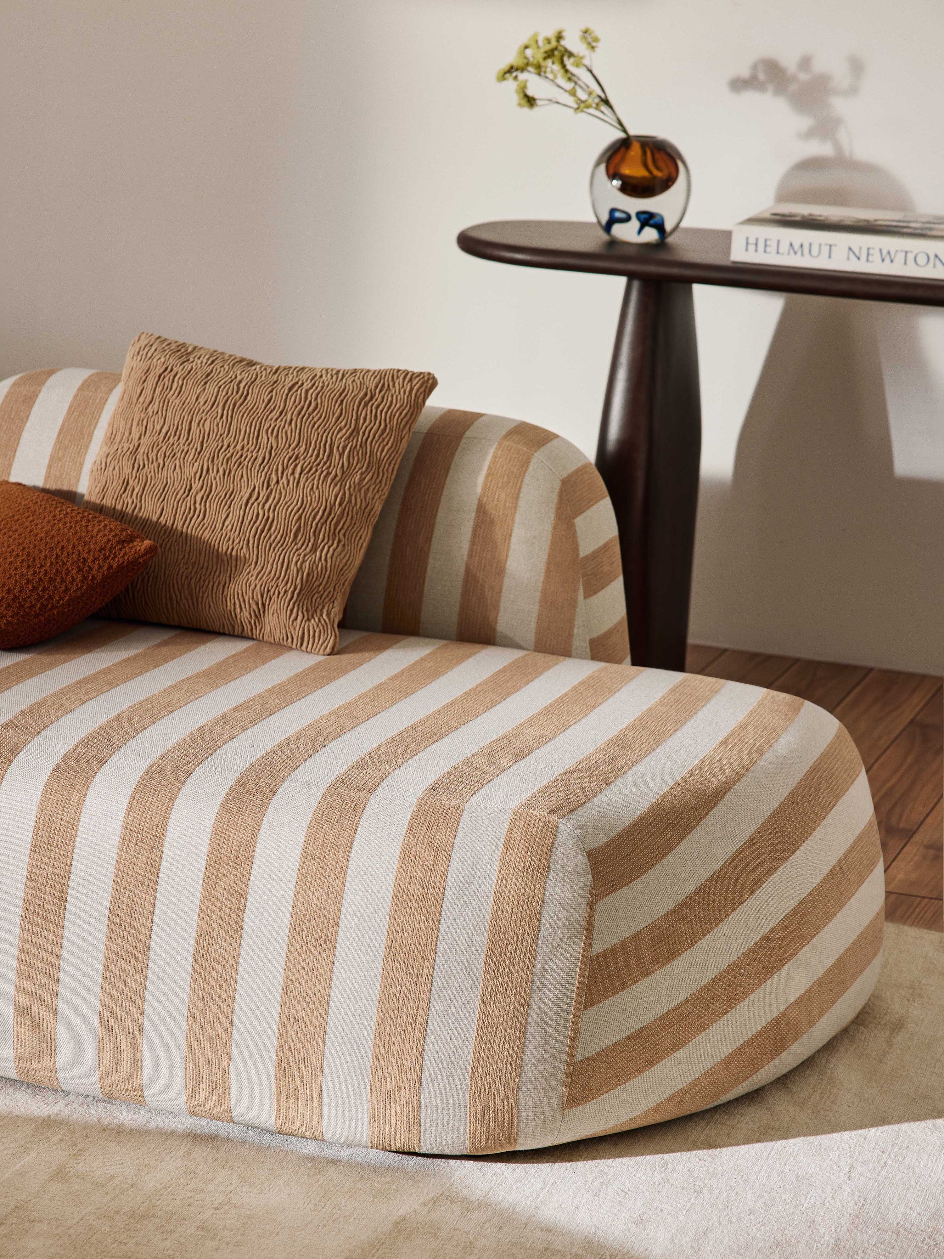 XL modulaire gestreepte hoekbank Wolke met chaise longue