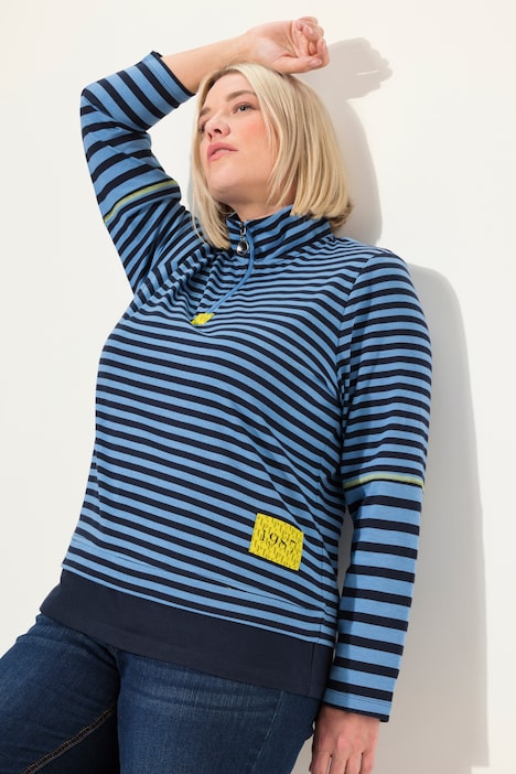 Shirt, Ringelmix, Classic, Troyerkragen, Langarm