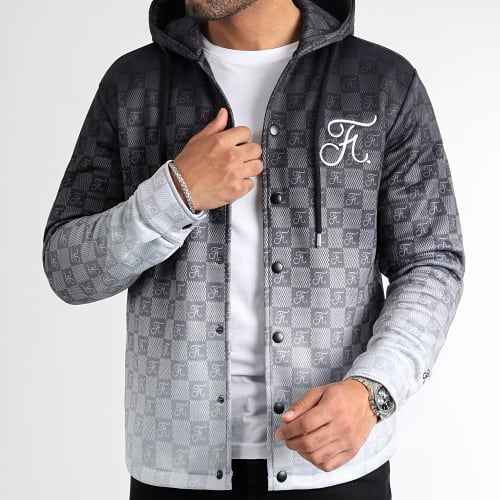 Surchemise Capuche Dégradé Avec Broderie 1081 Damier Noir