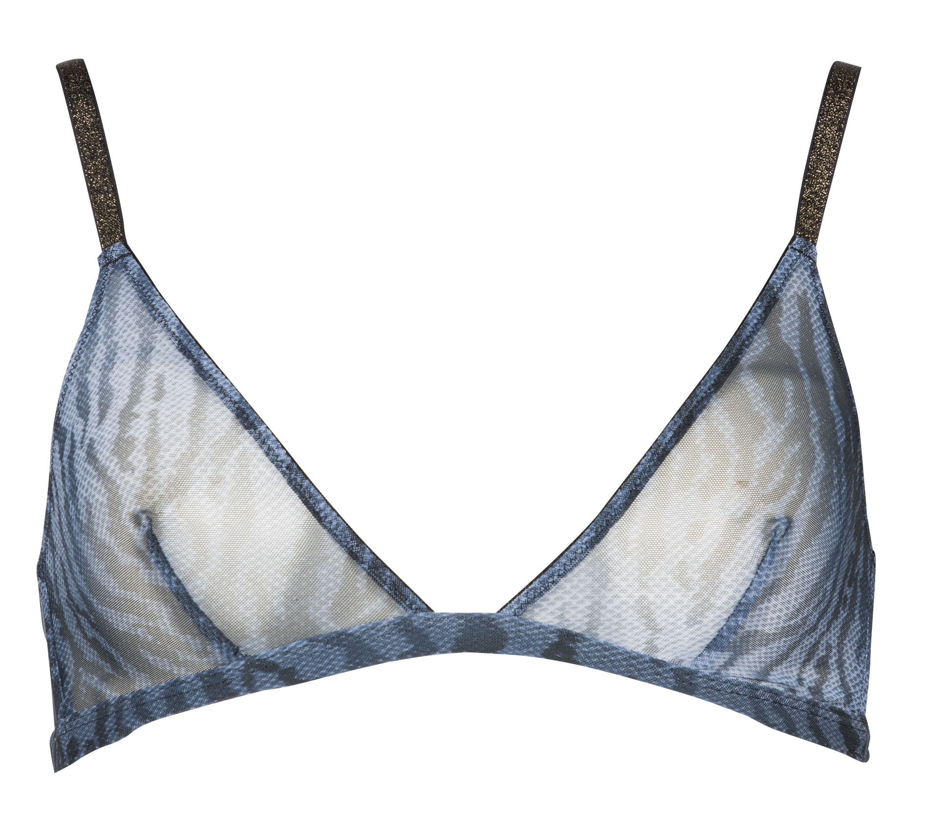 CHLOE - Soutien-gorge triangle imprimé transparent | Bleu
