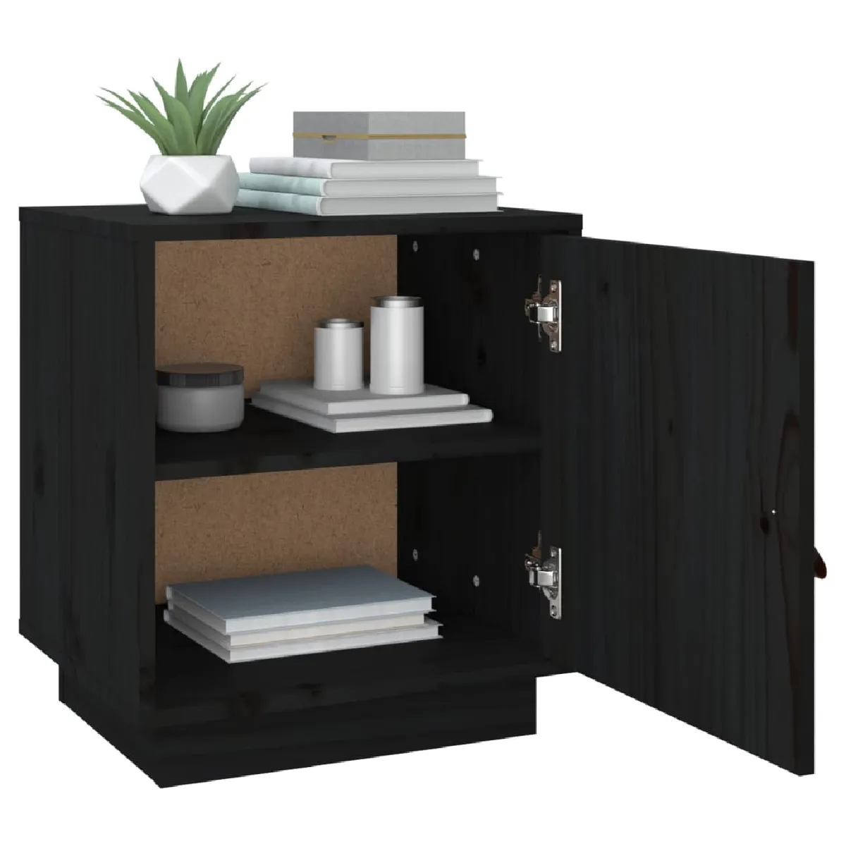 vidaXL Tables de Chevet Noir Pin Massif