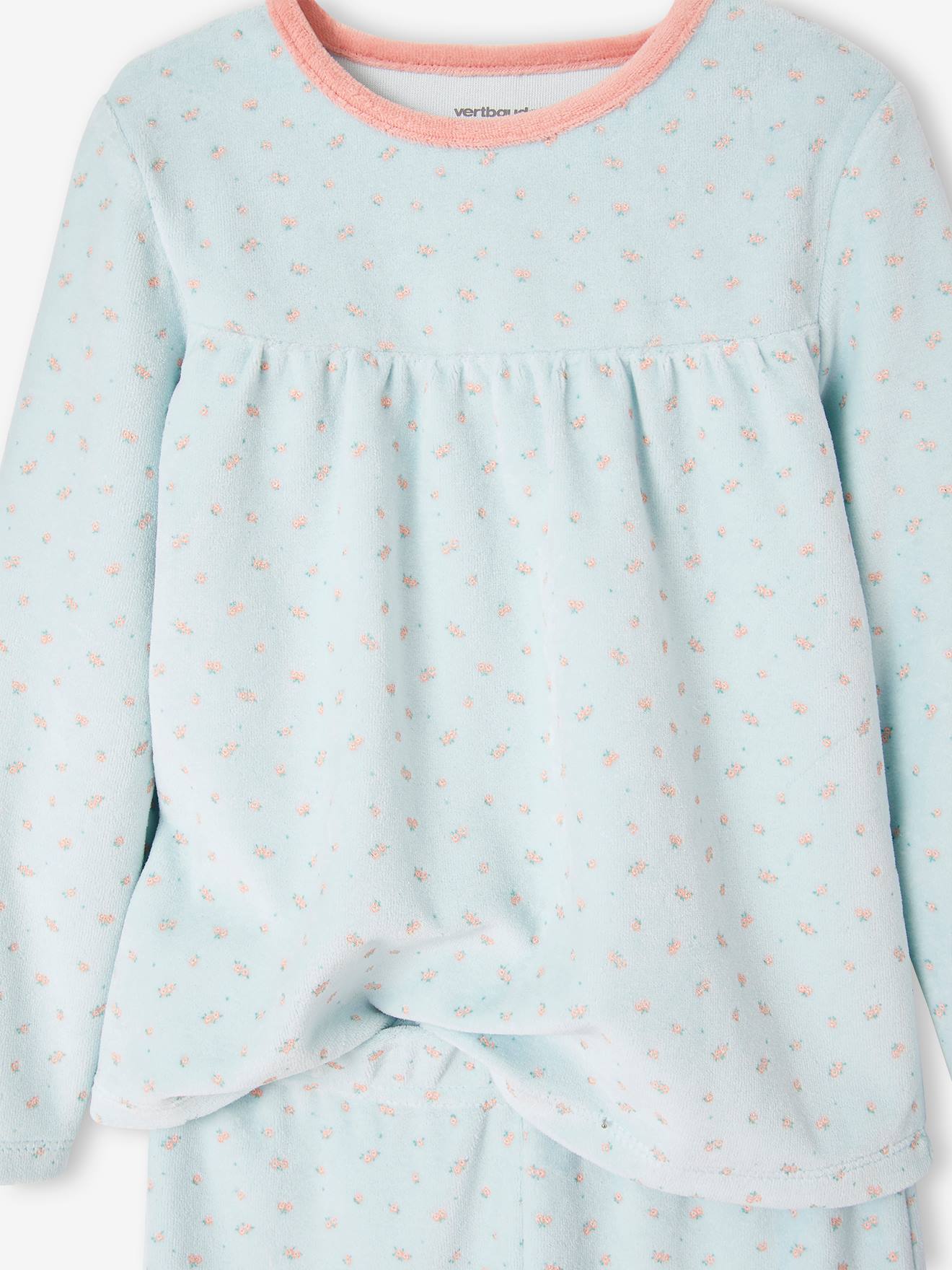 Conjunto com 2 pijamas florais para meninas, verde-água