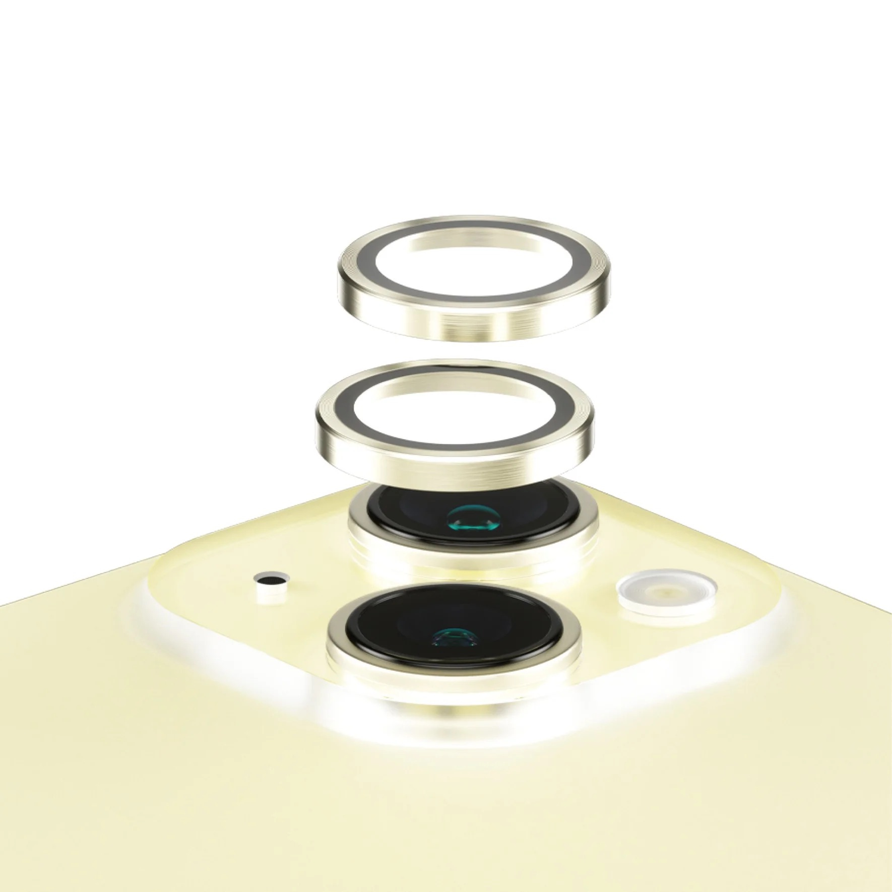 Hoops iPhone 15 / iPhone 15 Plus Kameraschutz Objektiv Ring Protector Abdeckung (1193) - Gelb