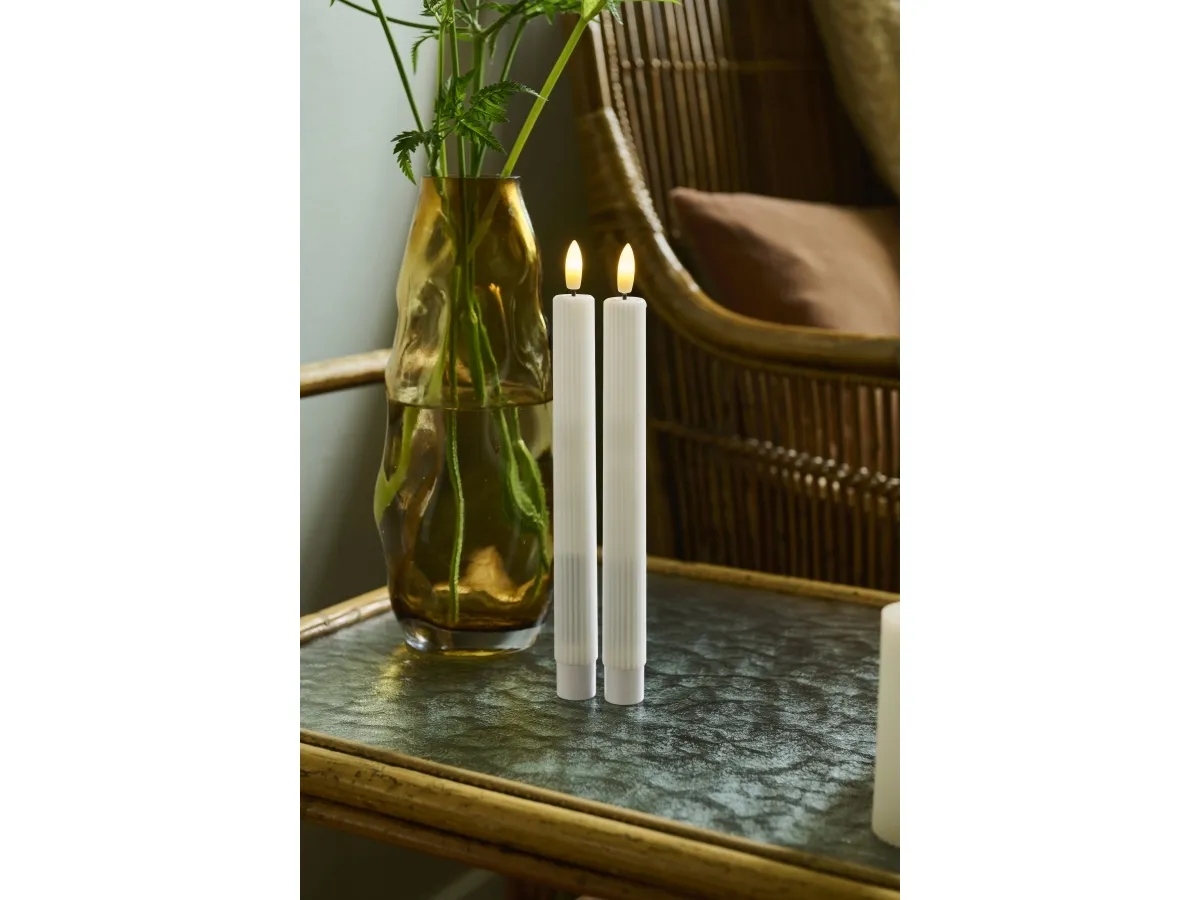 Sirius Smilla Genopladelig Kronelys 2 stk - Hvid - H 25 cm