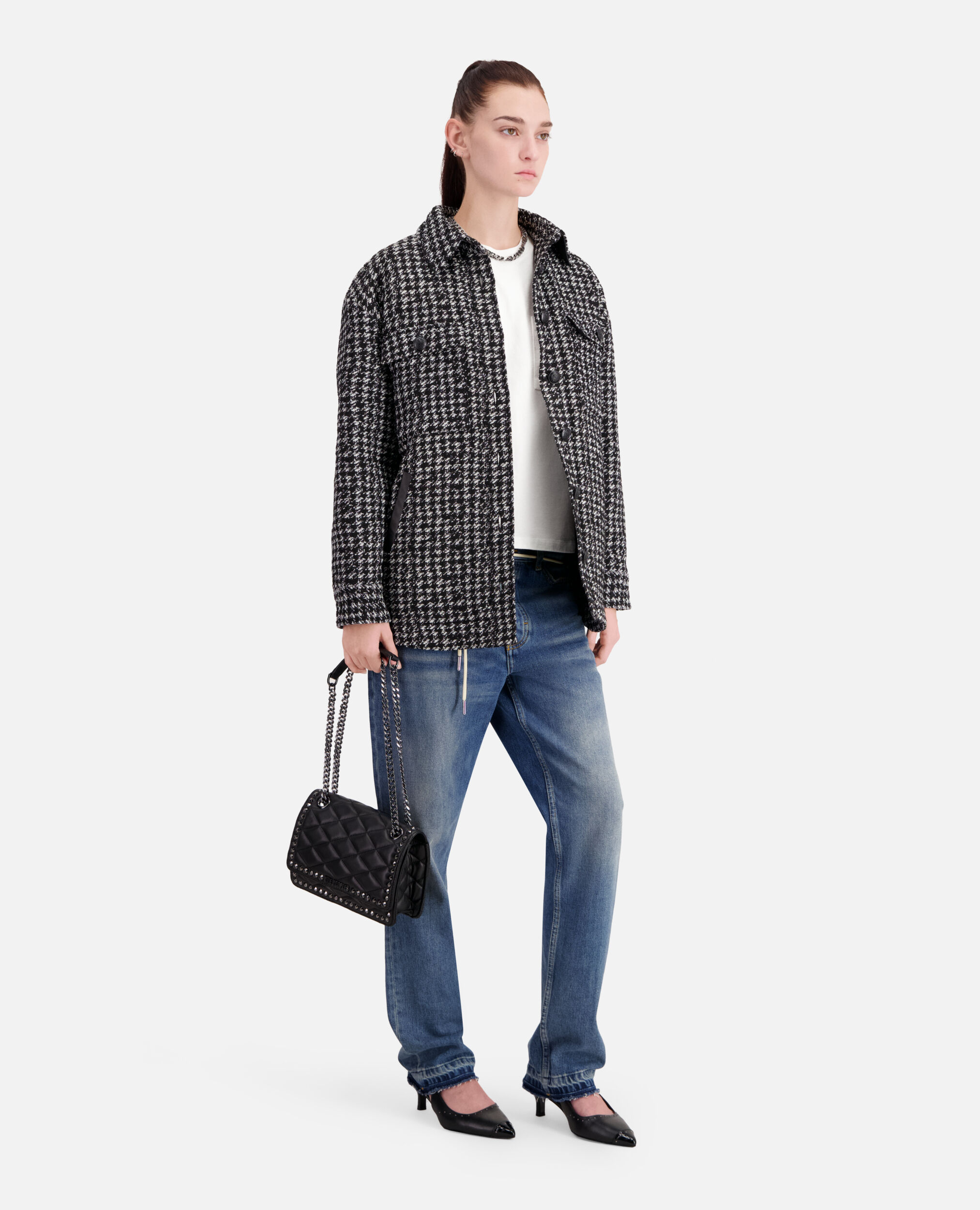Black tweed overshirt jacket