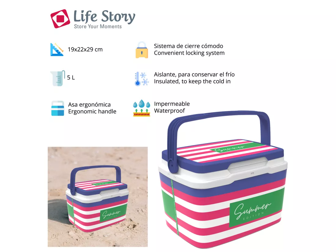 Réfrigérateur life story cooler 5l pink navy