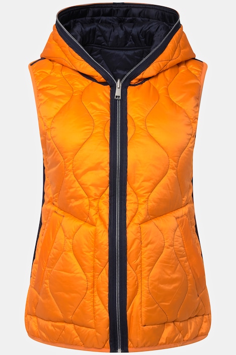Wende-Steppweste, Kapuze, Zipper