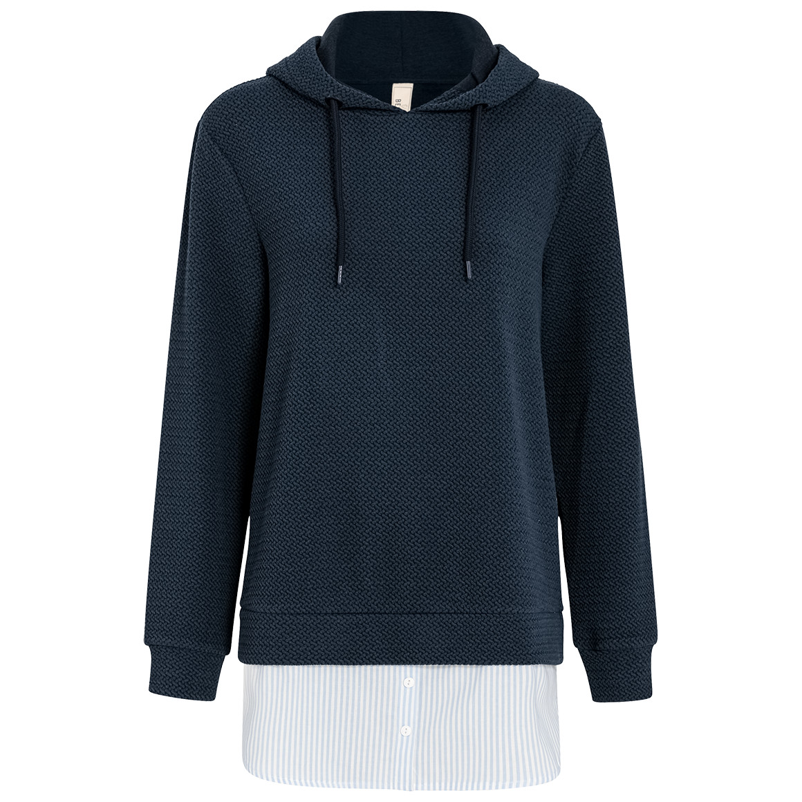 Gina Benotti Damen Hoodie mit Bluseneinsatz dunkelblau