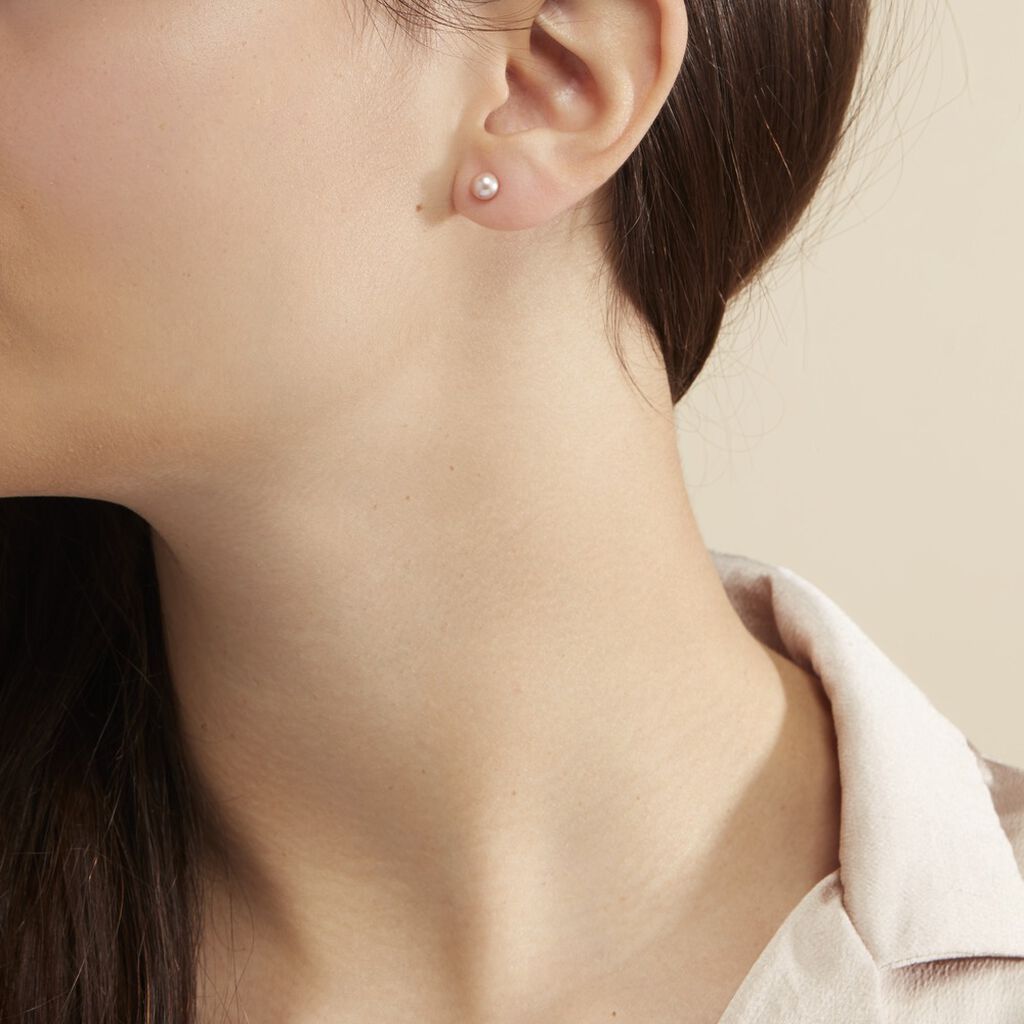 Boucles D'oreilles Puces Ursulina Or Jaune Perle De Culture