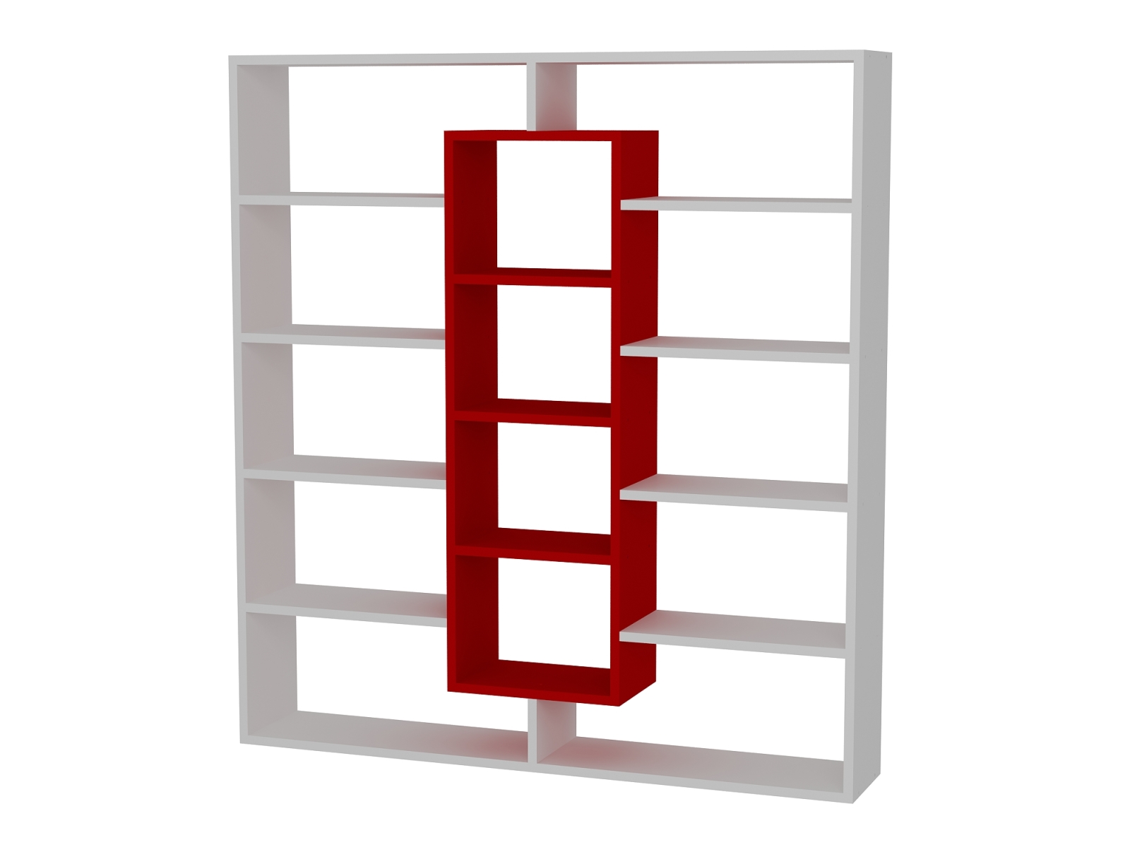 Bücherregal - weiß - rot - 135,7 cm hoch