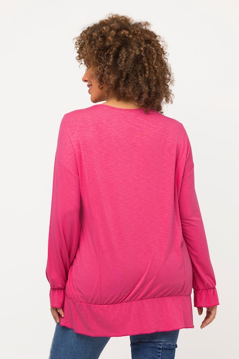 Shirt, Volants, Oversized, Rundhals, Langarm