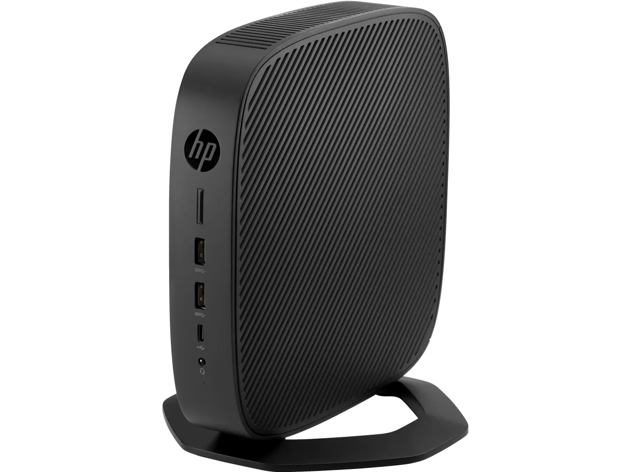 HP t640 - Tynd klient - SFF - 1 x Ryzen Embedded R1505G / op til 3.3 GHz - RAM 8 GB - flash 32 GB - Radeon Vega 3 - Gigabit Ethernet - Windows 10 IoT Enterprise for Thin Clients 64-bit - skærm: ingen - tastatur: tysk