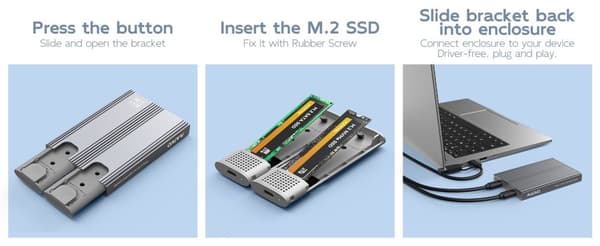 Maiwo Dual Disk NVMe SSD-kabinett USB-C 3.1 GEN2 10 Gbps