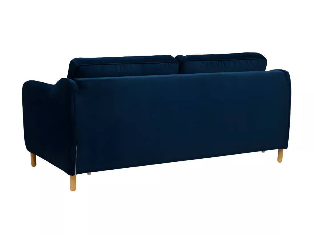 Vornay - Canapé convertible express 3 places en velours - Bleu nuit