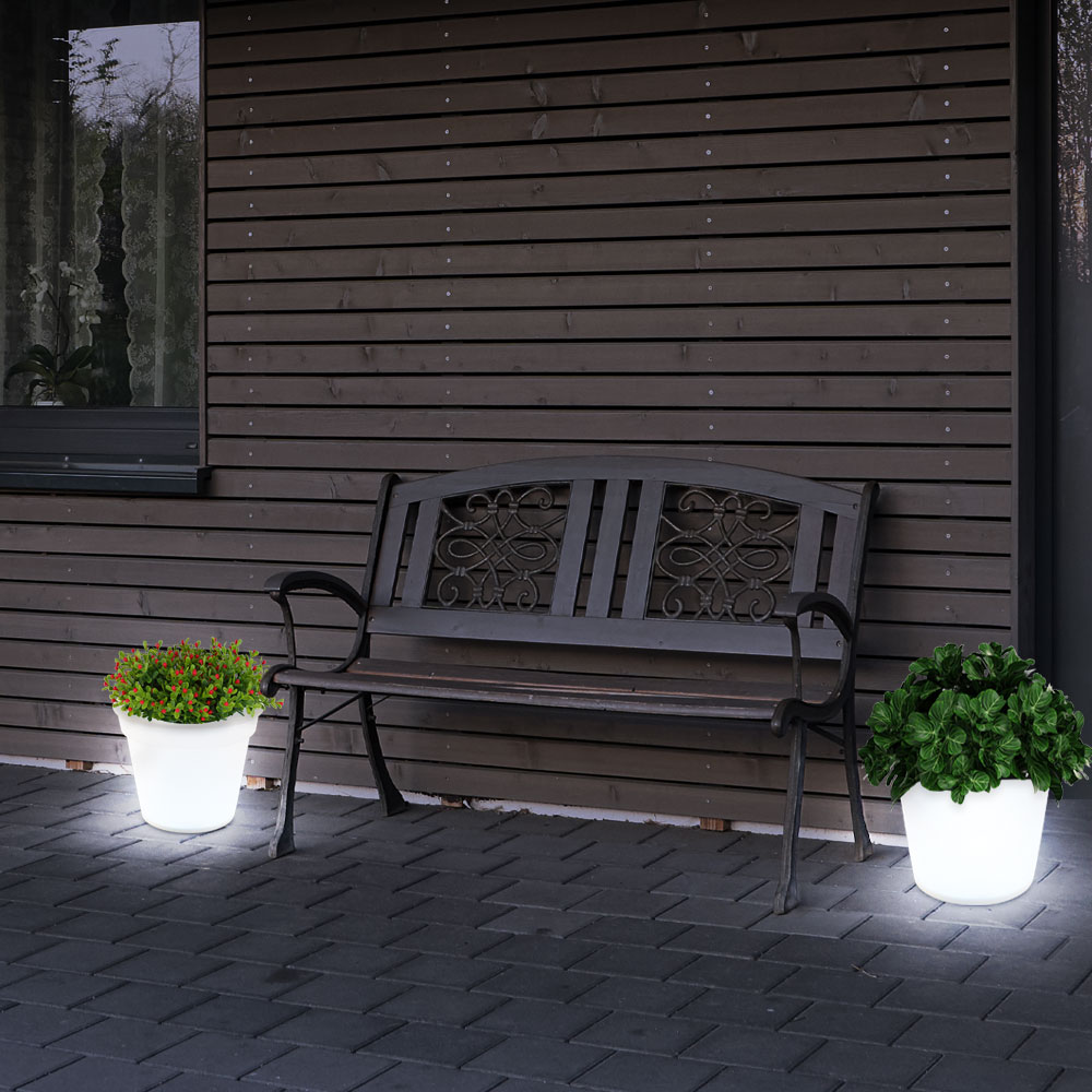 4er Set LED Solarleuchte, Blumentopf, Kugel, weiß