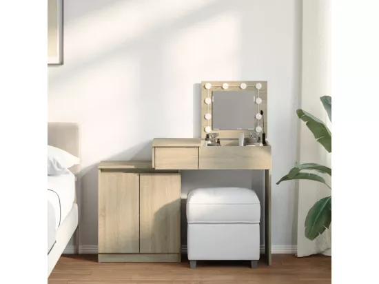 Coiffeuse avec LED chêne sonoma 115x37x110,5 cm