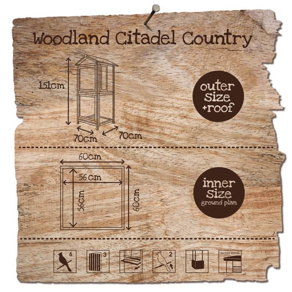 Volière citadel country 70x70x151 cm bois