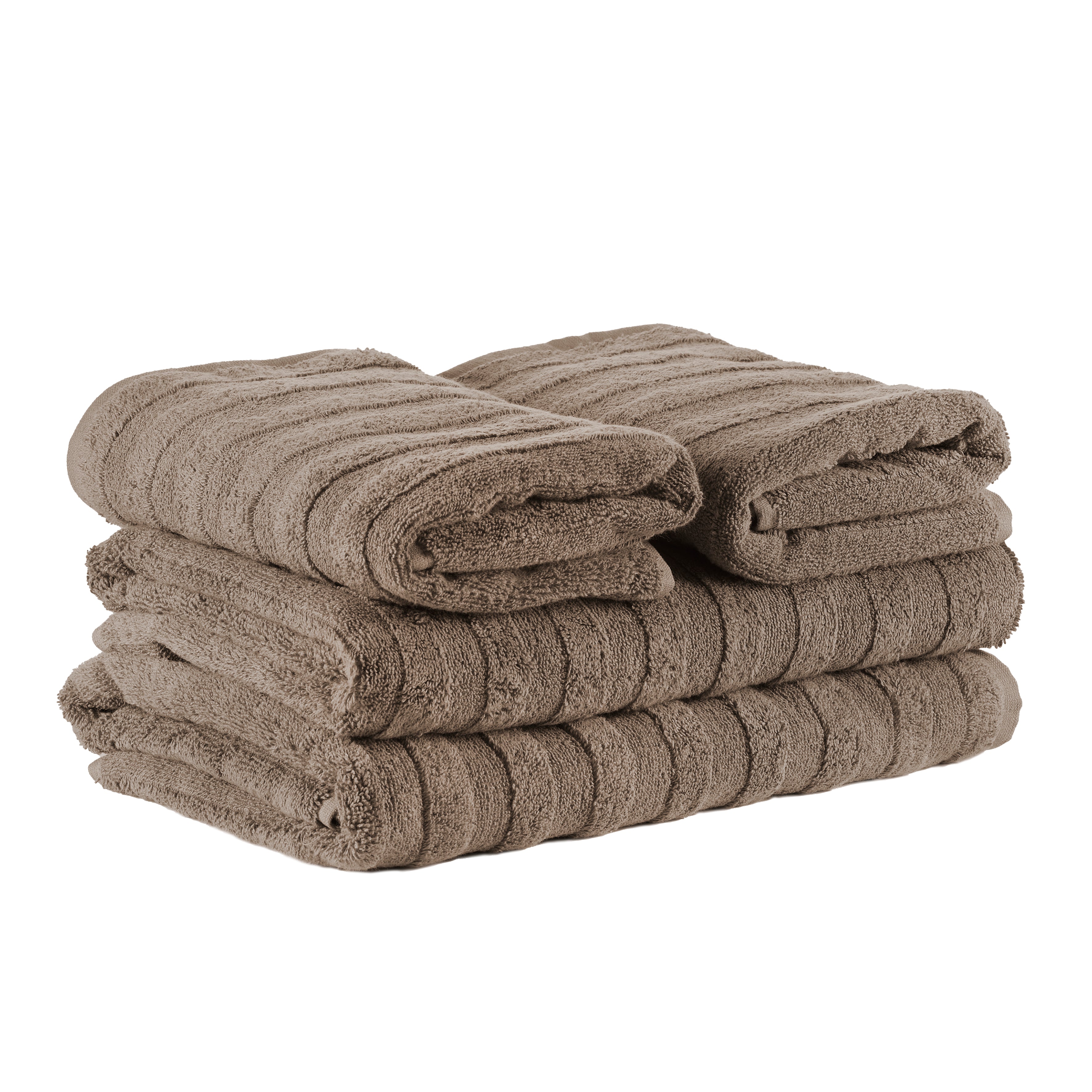 Bahne Interior  Terry Stripe håndklæde sæt, Soft Brown - 4 stk.