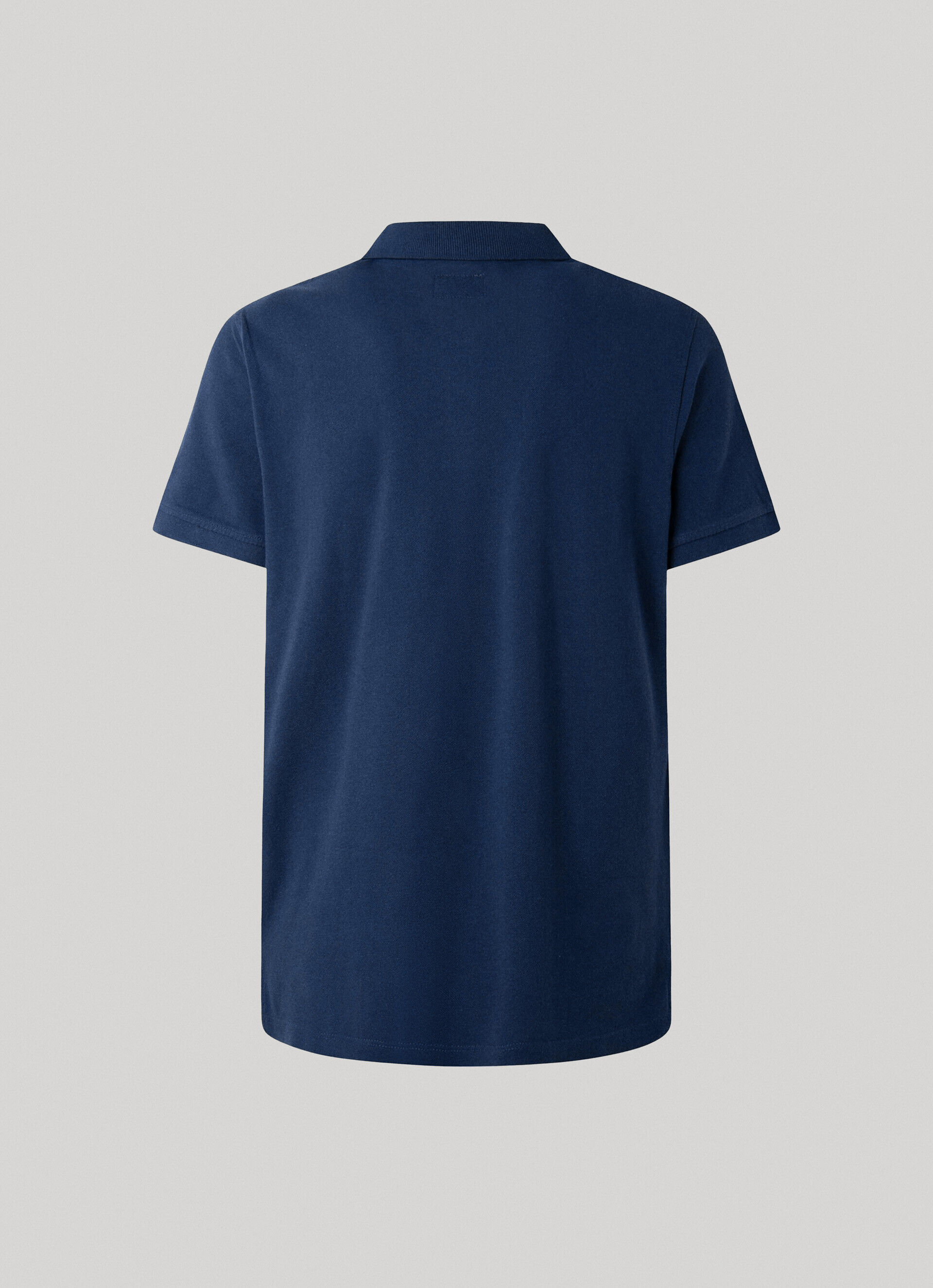 Camisa polo em piqué de algodão com logotipo bordado - azul marinho