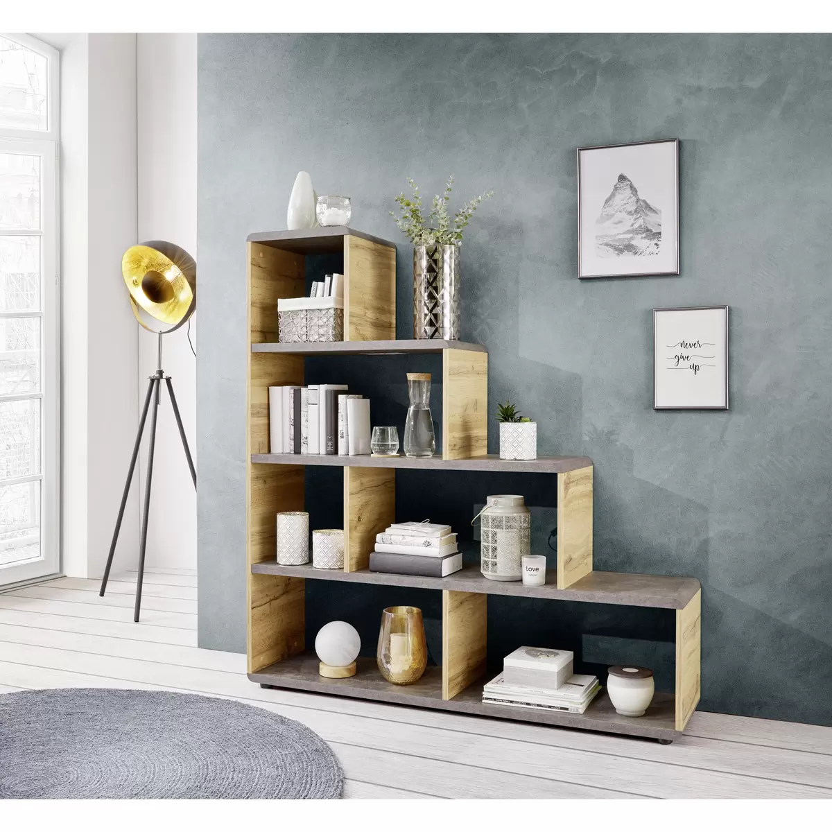Regal Fontana dunkelbraun,Betonoptik