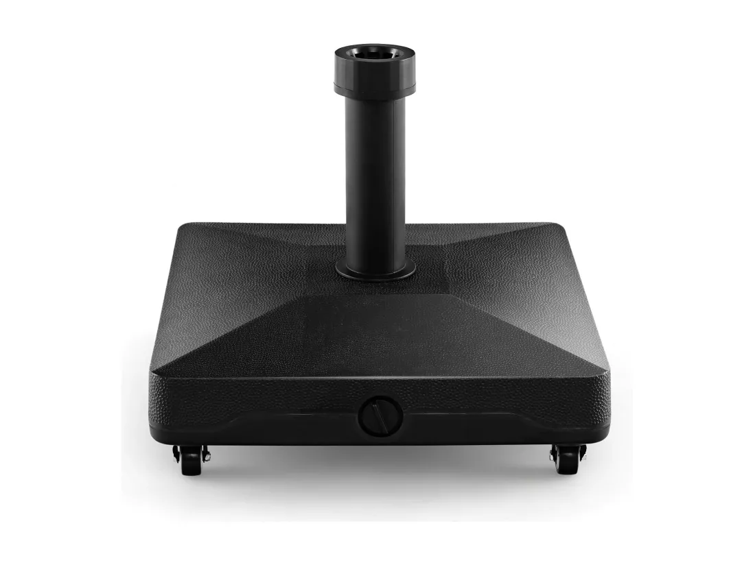 Pied de Parasol Carré, Base de Lestage en HDPE avec 4 Roues Universelles Verrouillables, Support de Parasol Robuste, Charge 16 KG d'eau ou 24,5 KG de Sable, 45 x 44 x 40 cm (L x l x H)