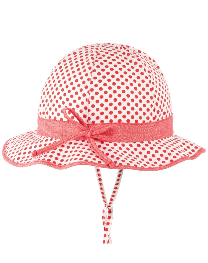 Sonnenhut MINI FLAPPER – POLKADOT in weiß/rot