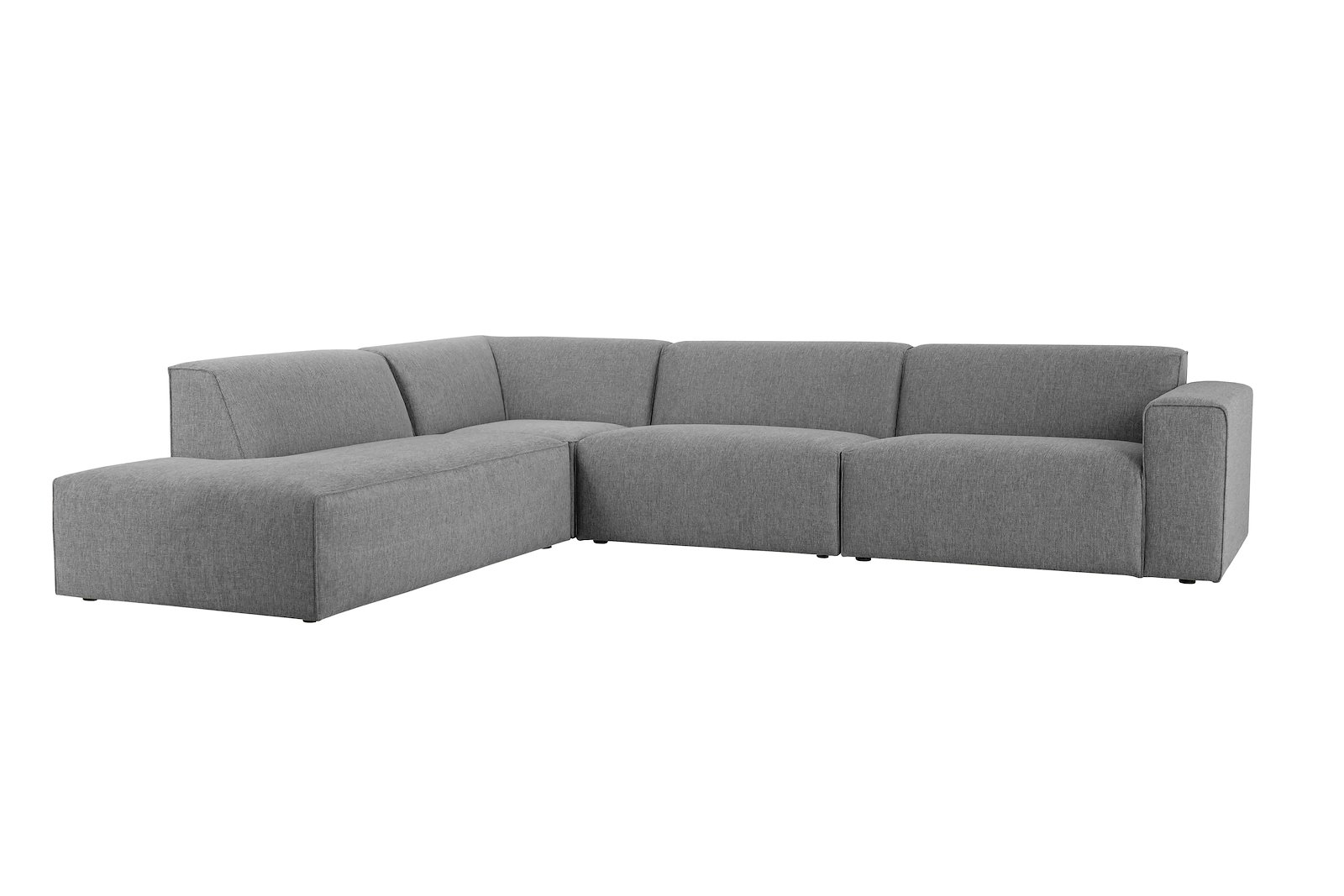 Styl 3-seter med åpen ende venstre Duo puter. Tekstil Neve 3 Grey med sorte ben.
