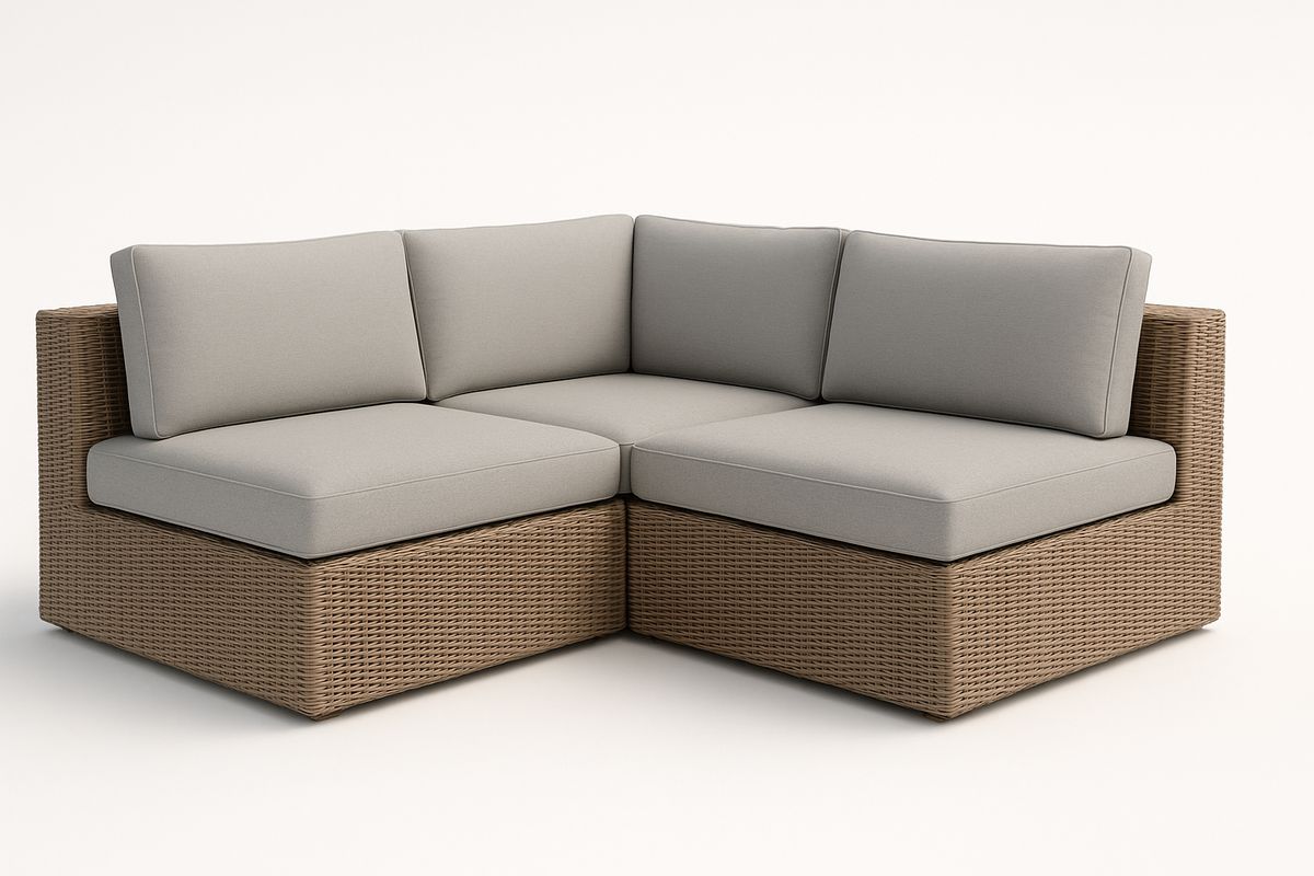 Ecksofa-Set Polyrattan Beige Grau