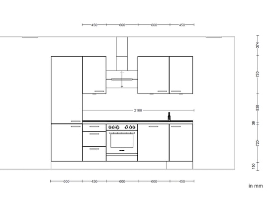 CONCEPT1 - Pack Cuisine Carena 270cm H6 Gauche Bleu fjord ultra-mat