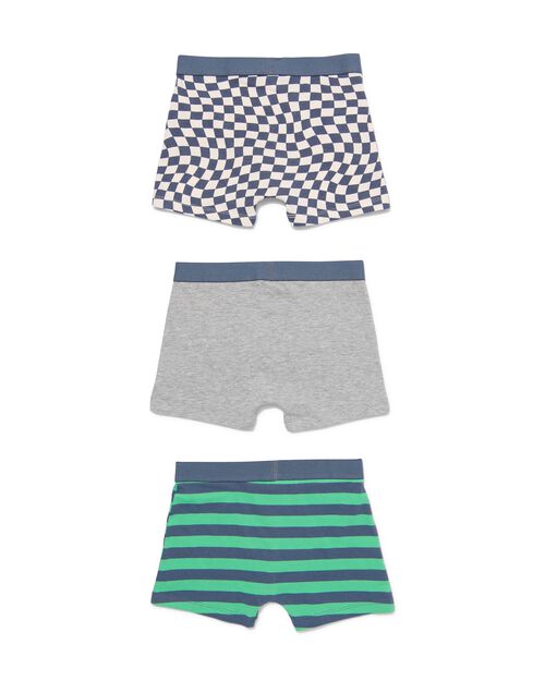 3 boxers enfant en coton/stretch vert