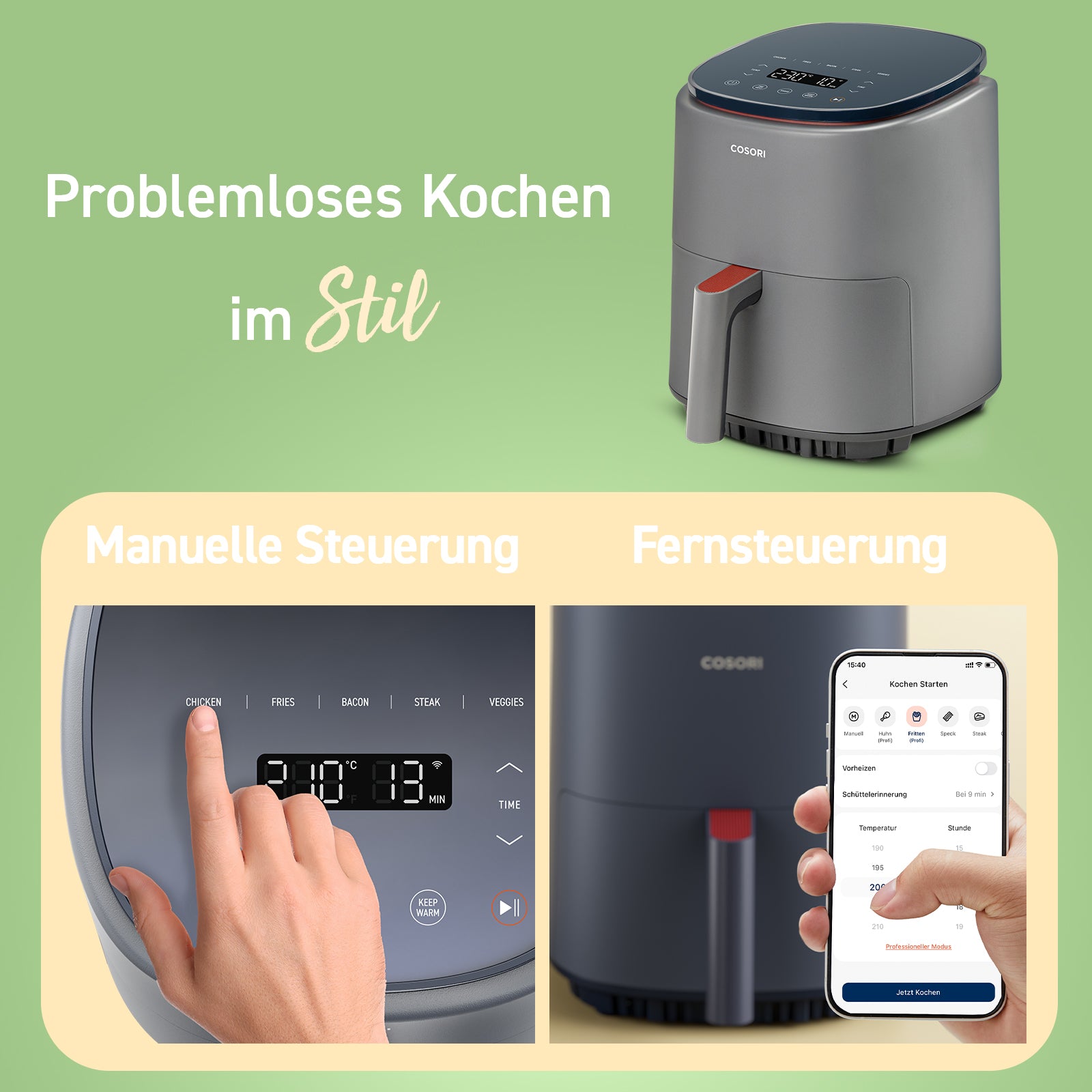 COSORI 3,8-Liter Smart Heißluftfritteuse