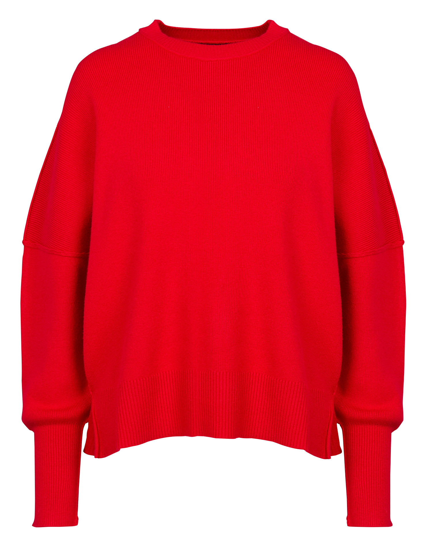 Pull ample col rond en maille mélangée | Rouge